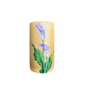 Porte-crayons artisanal en bambou, peint à la main, écologique, organisateur de bureau champêtre, décoration de table, article cadeau. - Product Image 4