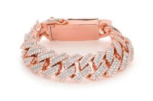 Bracelet de luxe pour homme en or massif 18 carats avec diamants taille baguette sertis en canal, design à maillons géométriques, pour usage quotidien - Product Image 2