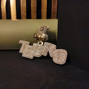 Teddy <b>Bear</b> Pendant Necklace Lab Created Diamond Iced <b>Cute</b> Cartoon Style Unisex Jewelry Gift Available Best Price - Product Image 2