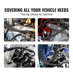 Kit de conduite de carburant 8AN avec tuyau de carburant de 20 pieds, tuyau tressé en nylon et acier inoxydable de 0,43 pouces, raccord d'extrémité pour pompes à carburant (huile/gaz/diesel) - Product Image 2