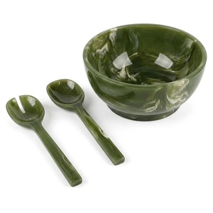 Ensemble de saladiers et bols en résine blanche à motif tourbillonnant, finition brillante, prix abordable, vaisselle décorative pour la cuisine - Product Image 1