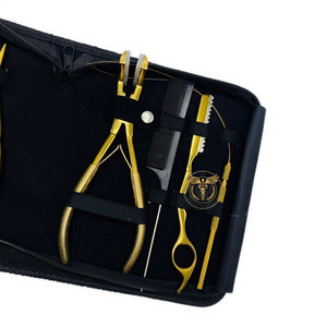 Premium Gold Hair Extension Tool <b>Set</b> – Stainless Steel Pliers Kit with Loop Needle <b>Crochet</b> Hook Razor & Storage Case Salon Use - Product Image 4