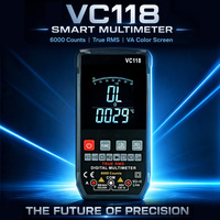 Multimètre numérique intelligent VC118 à affichage 4 chiffres, 6000 comptes, plage 0-1000V/0-10A, testeur multifonctionnel