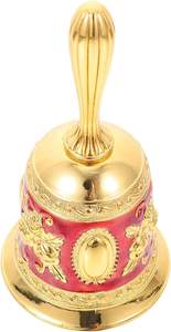 Cloche à main de style antique rouge dorée, durable, antirouille, décorative pour la maison, les événements et les objets de collection - Product Image 4