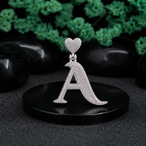 Custom Letter A Pendant 925 Sterling Silver Rhodium Plated Iced Out Crystal Heart <b>Top</b> Unisex Luxury Necklace - Product Image 2