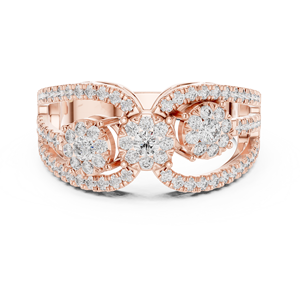 Anillo de Compromiso de Diamantes en Oro Amarillo Personalizado para Mujer, Corte Brillante Redondo, Diseño Halo con Diamantes Laterales, Bañado en Rodio para Uso Diario - Product Image 6