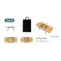 Table pliante en bois pour l'extérieur avec structure métallique, design minimaliste, pour le camping et les pique-niques