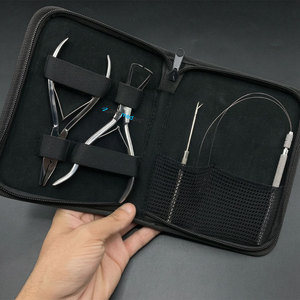 Kit de pinces pour l'application et le retrait d'extensions de cheveux en micro-perles d'acier durables, outils de pose de micro-liens réutilisables - Product Image 1