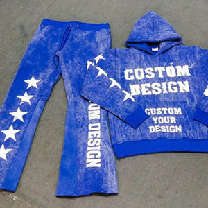 Conjunto de Sudadera con Capucha y Pantalones de Chándal para Hombre, con Bordado Desgastado, Lavado Ácido, Liso, Ligero, Estilo Urbano de Invierno, Opción de Marca Privada - Product Image 1