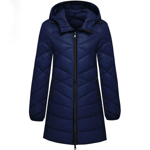 Factory Direct Breathable Men's & Women's Winter Long Hooded Puffer Coat with Velour Knitted Fabric Zipper Closure Content - Product Image 1