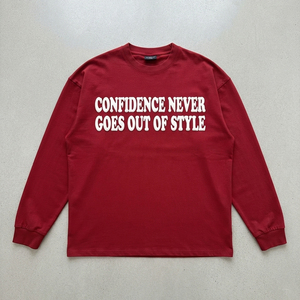 Women Long Sleeve <b>Puff</b> Print T Shirt Premium Heavyweight Cotton Loose Fit Crew Neck Fashion Tee Wholesale Long Sleeve T Shirts - Product Image 1