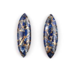 Vente en gros en vrac cuivre Mohave Lapis Lazuli longue marquise 10x30mm cabochon calibré à dos plat pierre précieuse en vrac pour la fabrication de bijoux - Product Image 1