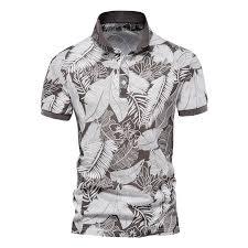เสื้อโปโลพิมพ์ลายใบไม้เขตร้อนสำหรับผู้ชาย – เสื้อโปโลแขนสั้นสไตล์ฮาวายลายดอกไม้สไตล์วินเทจ – เสื้อสำหรับวันหยุดฤดูร้อนสไตล์โมเดิร์น - Product Image 2