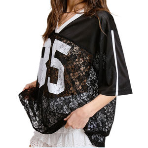 Camiseta de Verano para Mujer, con Encaje y Estampado, Estilo Informal, Holgada y Cómoda - Product Image 4