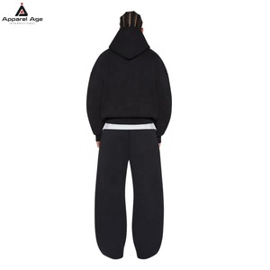 Ensemble survêtement homme personnalisé avec logo, 100% coton 450 g/m², comprenant un sweat à capuche zippé ample et court et un pantalon de survêtement coupe décontractée - Product Image 4
