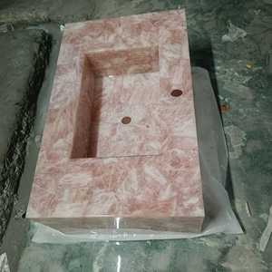 Lavabo de Piedra Ónix Rosa de Lujo, Hecho a Mano, Lavabo de Baño de Piedra Natural, Proveedor de Lavabos Personalizados - Product Image 1