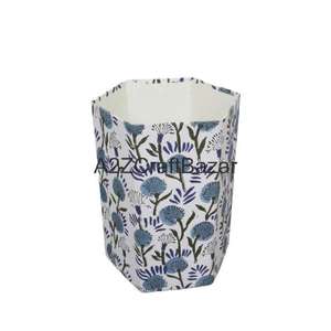 Poubelle élégante hexagonale pliable en papier recyclé fait main, pour usage intérieur/extérieur, bureau ou rue, idéale pour le bricolage et l'impression. - Product Image 2