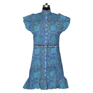 Colorful <b>Dress</b> For Women Casual Summer Midi Neck Free Size Indian Style Casual Wear Beautiful Hand Block Printed Cotton Tunic - Product Image 4