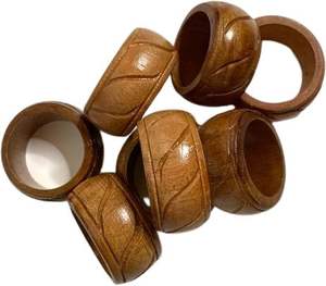 Anillos para Servilletas de Madera Maciza Marrón Vintage para Uso en el Hogar, Restaurantes, Hoteles y Fiestas - Diseño Clásico, Ecológico y Duradero - Product Image 1