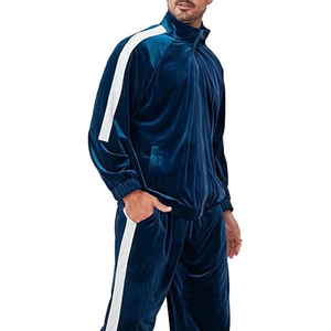 Survêtement personnalisé avec logo pour homme, vêtements de sport, automne et hiver, veste en velours décontractée à deux pièces, pantalon pour homme, ensemble 2 pièces - Product Image 5