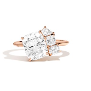4 Carat Cushion Cut Lab Grown Diamond Engagement Ring Kite Asscher Emerald Accent Band Wholesale 10K 14K 18K <b>Solid</b> Gold Factory - Product Image 5