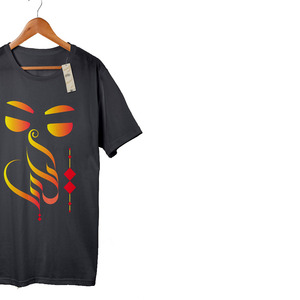Men's Black Short Sleeve T-<b>Shirt</b> With Abstract <b>Face</b> Design Digital Print O-Neck Casual Style Regular Fit 100% Cotton Jersey - Product Image 2
