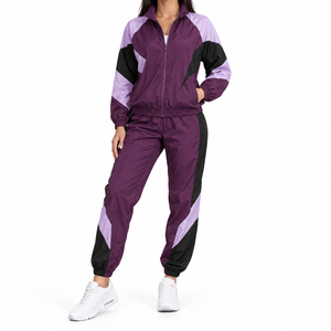 Ensemble de survêtement coupe-vent sportif pour l'entraînement, survêtement uni en dentelle pour femme, 100% coton, streetwear, coupe régulière, ensemble 2 pièces - Product Image 1