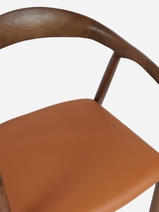 Premium Wooden <b>Dining</b> Chair with Comfortable Leather Seat Modern Scandinavian <b>Dining</b> <b>Armchair</b> for Home Restaurant Cafe - Product Image 4