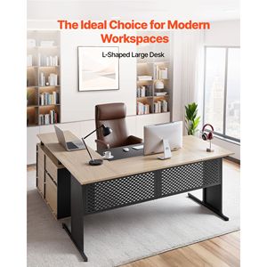 "Modern Executive L-Shaped <b>Desk</b> with Reversible Design & Large Storage Cabinet" - Product Image 2