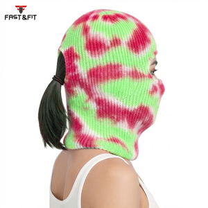 Cagoule unisexe coupe-vent et respirante avec logo, motif tie-dye à carreaux, tricotée, pour le sport et l'usage quotidien, vente en gros - Product Image 3