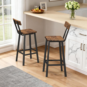 Metal Bar <b>Stools</b> Set of 4 Counter Height Barstools <b>with</b> Removable <b>Back</b> Kitchen Bar <b>Stools</b> <b>with</b> Wooden Seat, Black - Product Image 6