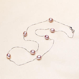 Collier de perles d'eau douce presque rondes de Zhuji Pearl, boucle en argent S925 impeccable, cadeau de fête des mères, vente en gros - Product Image 2
