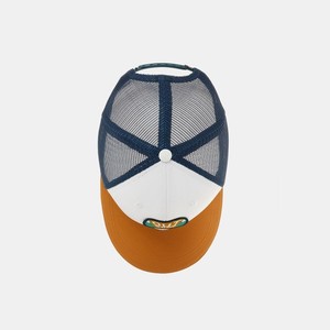 White <b>Navy</b> Mesh Trucker <b>Hat</b> With Orange Brim Adjustable 6-Panel Casual Cap For Adults Spring Summer Wear Custom Trucker <b>Hats</b> - Product Image 4