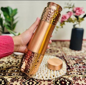 Ayurvedic Pure Copper Drinking Water Bottle Handmade Copper <b>Drinkware</b> with Elegant Hammered Design Use Travel and Fitness - Product Image 6