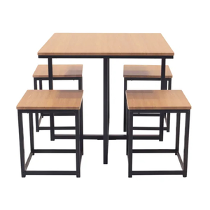 Luxury Design Metal Frame Dining Set With 4 Wooden <b>Stools</b> and Minimalist Style for Home Furniture Decoration - Product Image 6