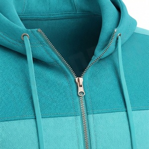 Men's Teal Color Blocking Tracksuit Hooded <b>Full</b> <b>Zip</b> <b>Sweatshirt</b> With Side Pockets Casual Sportswear Autumn Wear - Product Image 4