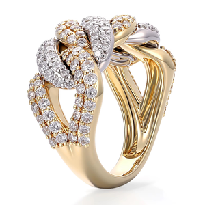 Anillo de Cadena Cubana para Hombre, Oro Sólido de 10K con Incrustaciones de Diamantes de Laboratorio Redondos, Joyería Hip Hop para Hombre - Product Image 4