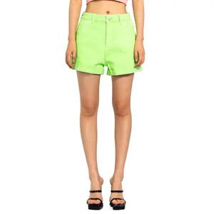 Women's Simple Summer Denim Shorts High <b>Waist</b> Stretch Hem Folding Denim <b>Jean</b> Shorts Top Selling Women Shorts 100% Cotton High - Product Image 1