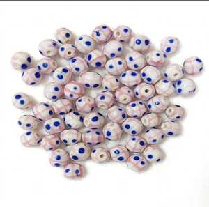 Perles de verre Lampwork faites à la main, à pois, rondes, intercalaires, pour la fabrication de bijoux et bracelets DIY - Product Image 3