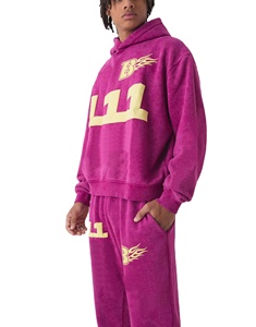 Nueva Llegada Sudadera con Capucha Vintage Lavada de Estilo Pesado con Logotipo Personalizado, Chándal de Forro Polar con Lavado Ácido para Hombre, Tallas Grandes, con Logotipos - Product Image 3