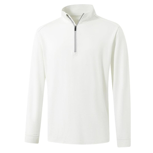 Camiseta Deportiva de Manga Larga con Cierre de 3/4, Color Blanco, Ajustada, para Hombre, Compresión, Gimnasio, Correr - Product Image 1