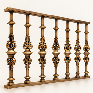 Barandilla Ornamental de Bronce con Balaustres de Doble Espiral y Detalles Esculpidos en Forma de Bulbo, Pasamanos y Balaustrada Metálicos - Product Image 2