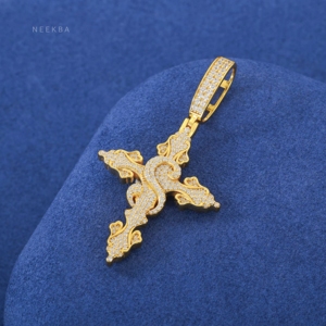 Pendentif Croix de Luxe en Moissanite – Pierres Serties à la Main, Pendentif Croix Goutte d'Eau en Argent Sterling 925, Pendentif Hip Hop Scintillant - Product Image 5