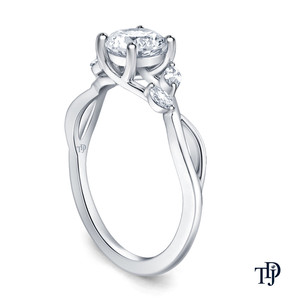 Anillo de Compromiso Romántico de Oro de 10K con Diseño de Enredaderas y Hojas, con Detalles de Capullos Marquise y Diamante Central (Natural) OEM - Product Image 3