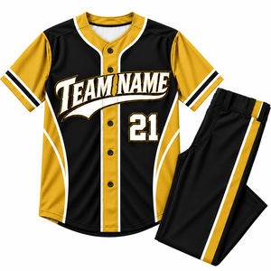 Ensemble d'uniformes de baseball personnalisés pour hommes adultes, manches courtes, 100% polyester, évacuation de l'humidité, impression par sublimation, nom de l'équipe 21 - Product Image 1