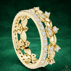 Bague de mariage de luxe LUMERA unisexe, diamant de laboratoire couleur D VVS2, plaqué or 18 carats, taille brillant rond, certifié IGI - Product Image 4