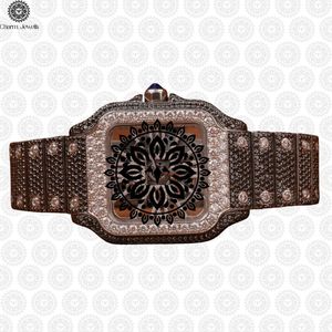 Charm Jewells Luxury Women's Stainless Steel Rectangle <b>Mechanical</b> <b>Watch</b> With Diamond Encrusted Sapphire Crystal Analog Dial - Product Image 1