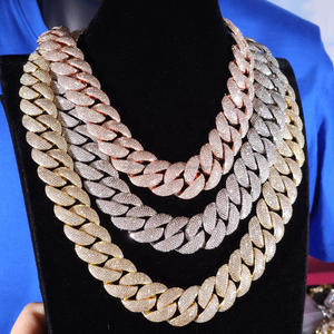 Iced 24mm Moissanite Moon Cuban Link Chain Necklace Sterling Silver Silver Plated Hip Hop Heavy <b>Think</b> Choker Men's Party - Product Image 1