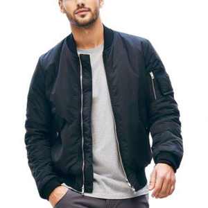 Chaqueta de satén para hombre al por mayor, corte ajustado, con cremallera, cuello alto, forro polar acolchado, cremallera izquierda, estilo urbano de invierno en azul y verde - Product Image 3