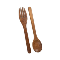 Ensemble de couverts en bois faits à la main - Cuillères et fourchettes jetables écologiques, style moderne, logo personnalisé, accessoires de cuisine de qualité supérieure